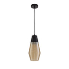 NL74069 Hedro Single Cone Pendant 1 Light Black/Amber Glass