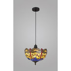 NLK00639 Heidi 1 Light Up Lighter Pendant With 30cm Tiffany Shade Blue/Orange/Crystal/Black