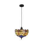 NLK00639 Heidi 1 Light Up Lighter Pendant With 30cm Tiffany Shade Blue/Orange/Crystal/Black