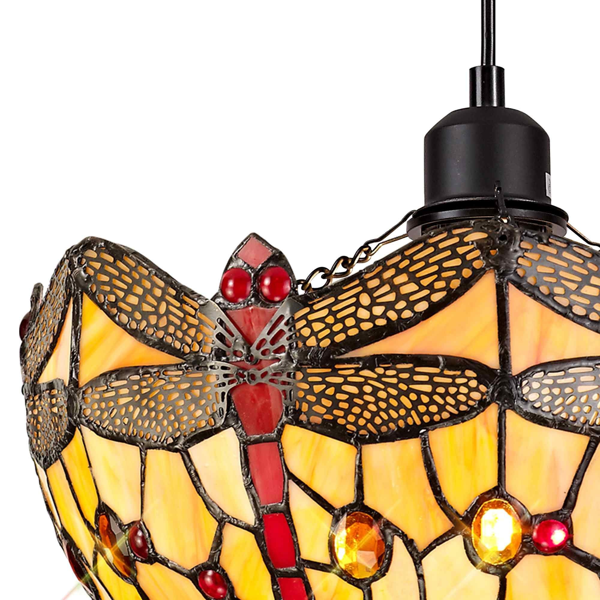 NLK00639 Heidi 1 Light Up Lighter Pendant With 30cm Tiffany Shade Blue/Orange/Crystal/Black