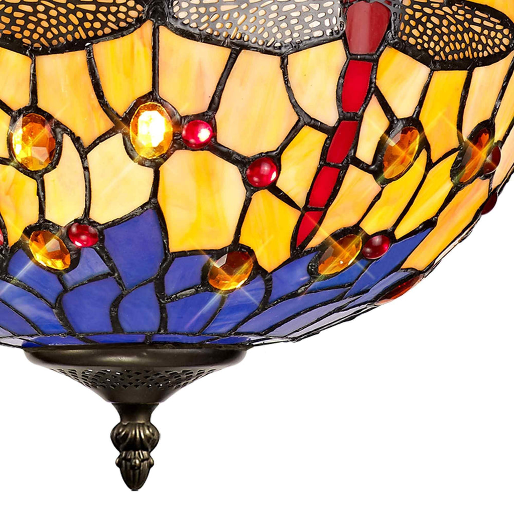 NLK00639 Heidi 1 Light Up Lighter Pendant With 30cm Tiffany Shade Blue/Orange/Crystal/Black