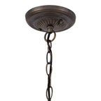 NLK00679 Heidi 1 Light Down Lighter Pendant With 30cm Tiffany Shade Blue/Orange/Crystal/Aged Antique Brass