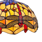 NLK00679 Heidi 1 Light Down Lighter Pendant With 30cm Tiffany Shade Blue/Orange/Crystal/Aged Antique Brass
