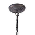 NLK00689 Heidi 2 Light Down Lighter Pendant With 30cm Tiffany Shade Blue/Orange/Crystal/Aged Antique Brass