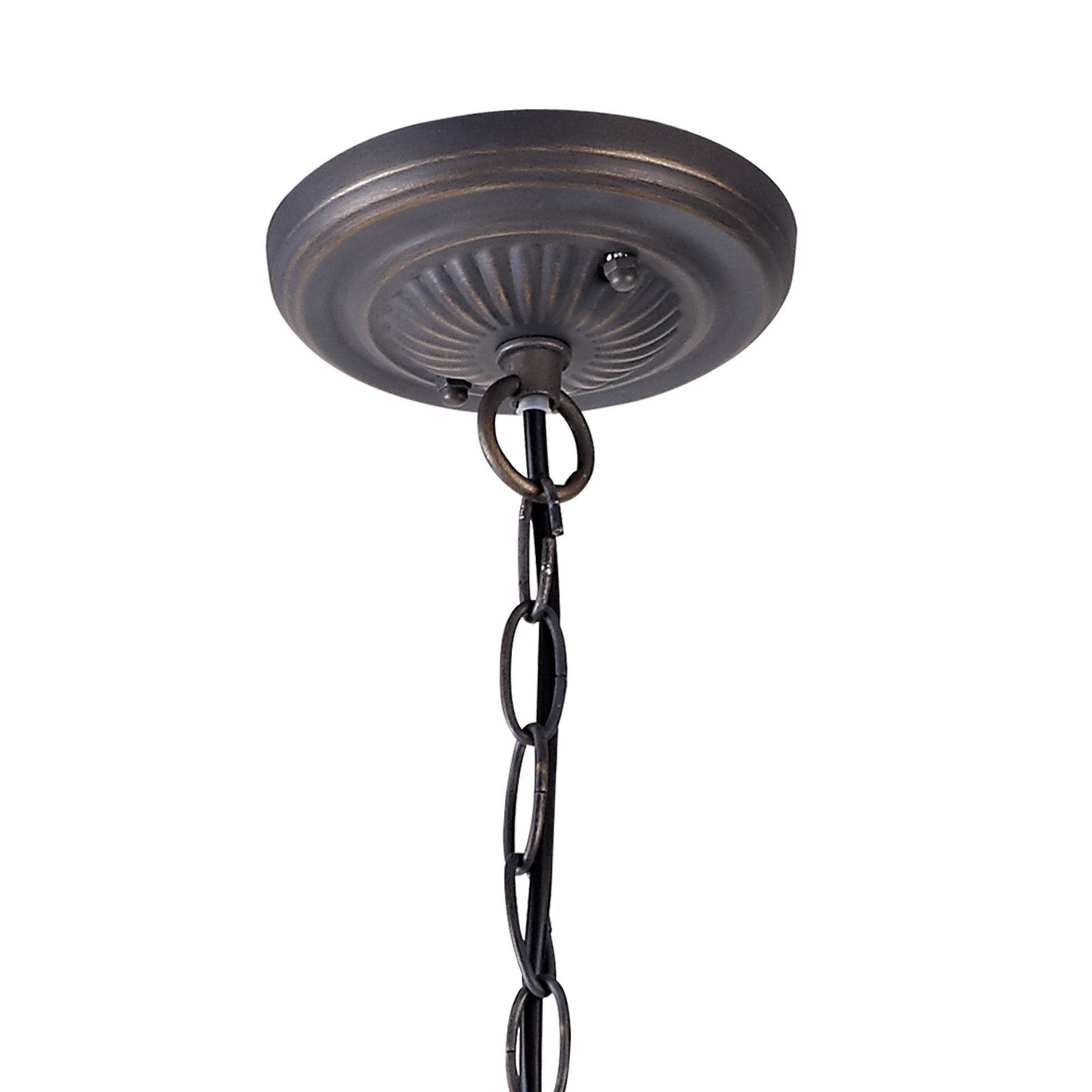 NLK00689 Heidi 2 Light Down Lighter Pendant With 30cm Tiffany Shade Blue/Orange/Crystal/Aged Antique Brass