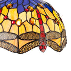 NLK00689 Heidi 2 Light Down Lighter Pendant With 30cm Tiffany Shade Blue/Orange/Crystal/Aged Antique Brass