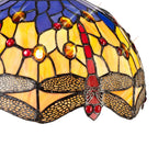 NLK00699 Heidi 3 Light Down Lighter Pendant With 30cm Tiffany Shade Blue/Orange/Crystal/Aged Antique Brass