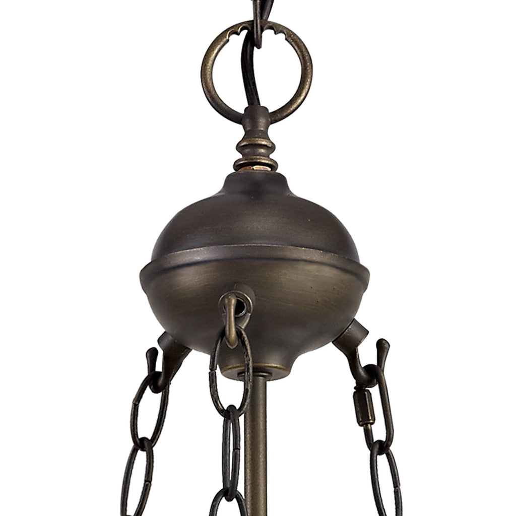 NLK00729 Heidi 2 Light Up Lighter Pendant With 30cm Tiffany Shade Blue/Orange/Crystal/Aged Antique Brass