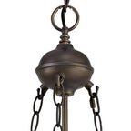 NLK00729 Heidi 2 Light Up Lighter Pendant With 30cm Tiffany Shade Blue/Orange/Crystal/Aged Antique Brass
