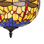 NLK00729 Heidi 2 Light Up Lighter Pendant With 30cm Tiffany Shade Blue/Orange/Crystal/Aged Antique Brass