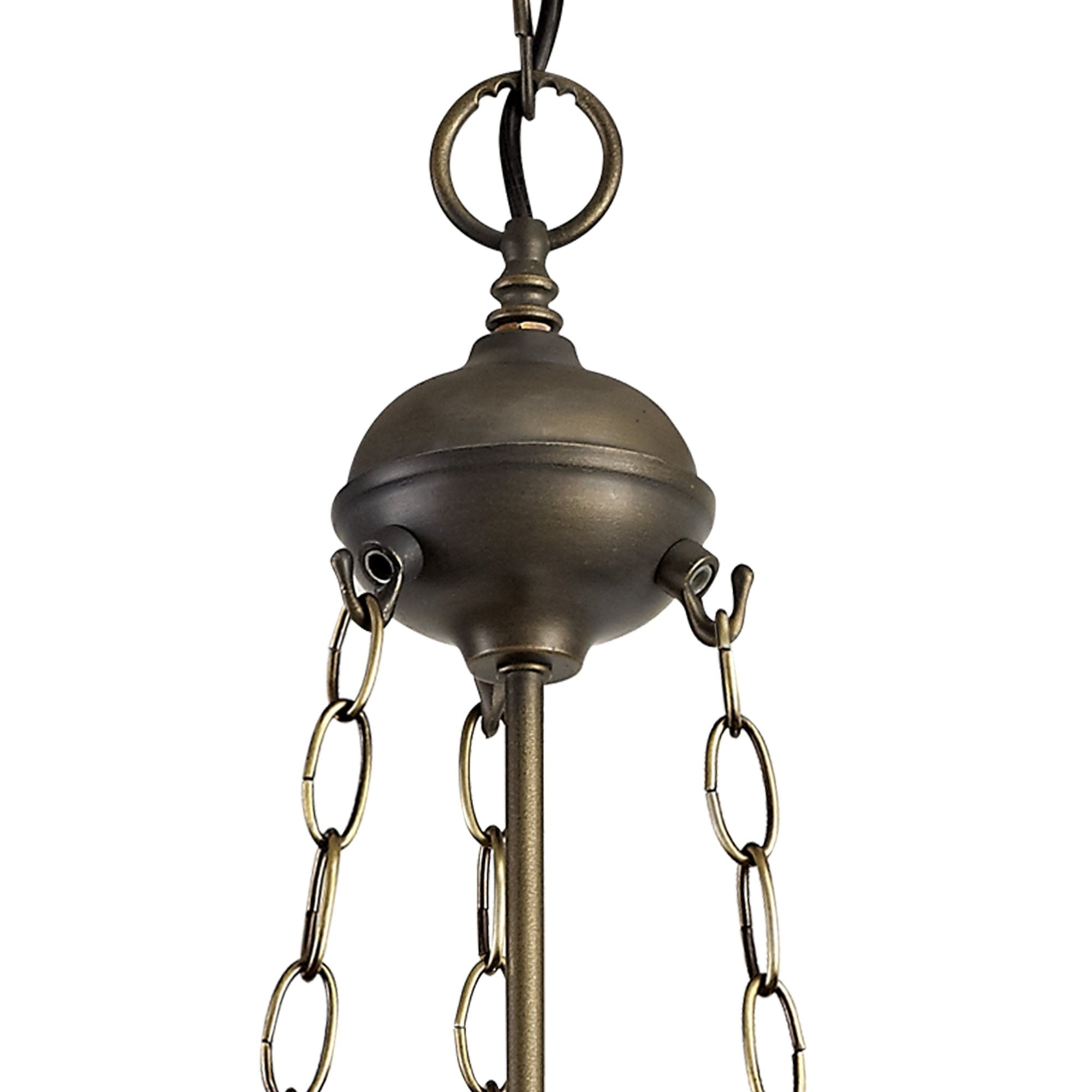 NLK00739 Heidi 3 Light Up Lighter Pendant With 30cm Tiffany Shade Blue/Orange/Crystal/Aged Antique Brass