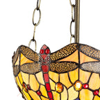 NLK00739 Heidi 3 Light Up Lighter Pendant With 30cm Tiffany Shade Blue/Orange/Crystal/Aged Antique Brass