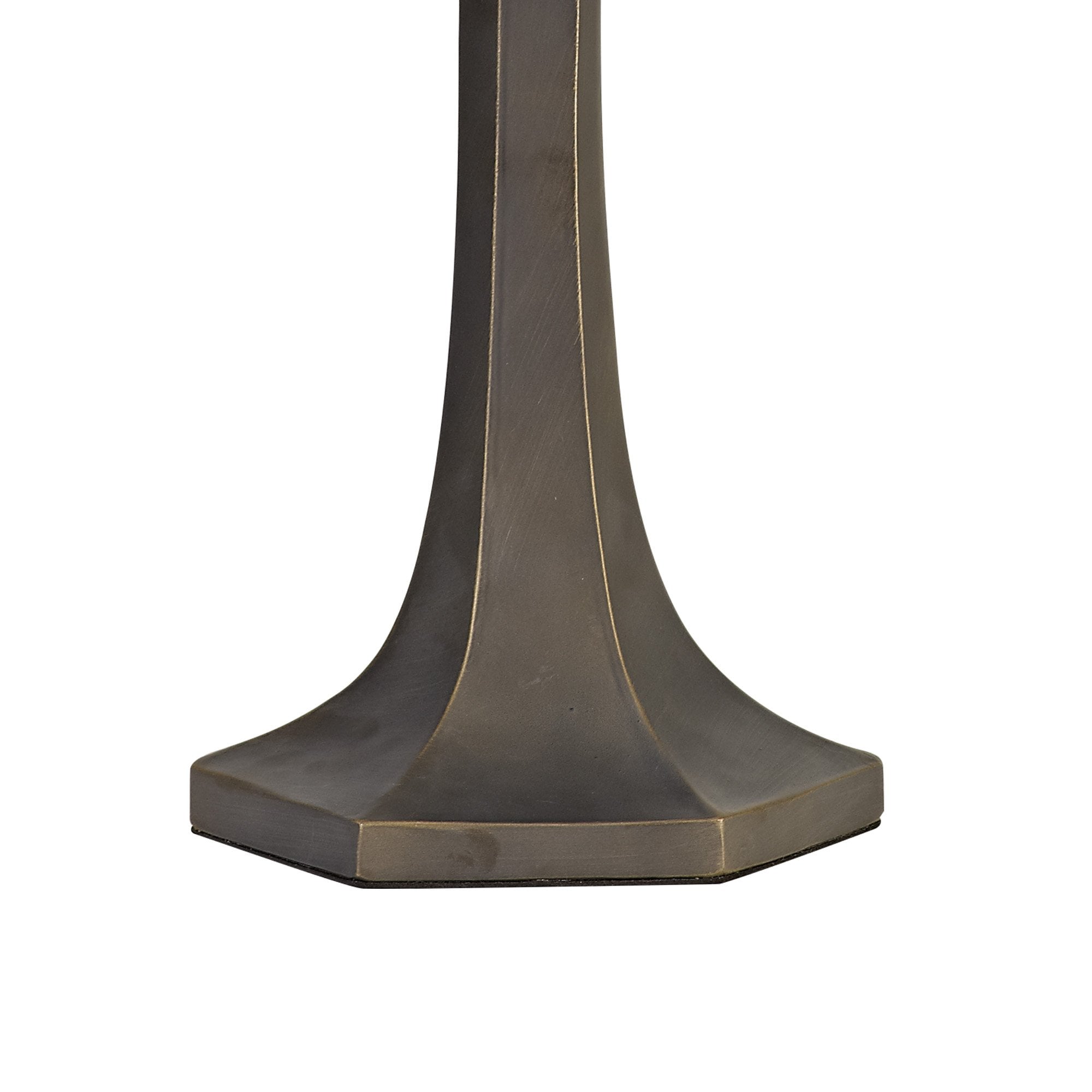 NLK00759 Heidi 2 Light Octagonal Table Lamp With 40cm Tiffany Shade Blue/Orange/Crystal/Aged Antique Brass