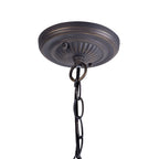 NLK00769 Heidi 1 Light Down Lighter Pendant With 40cm Tiffany Shade Blue/Orange/Crystal/Aged Antique Brass