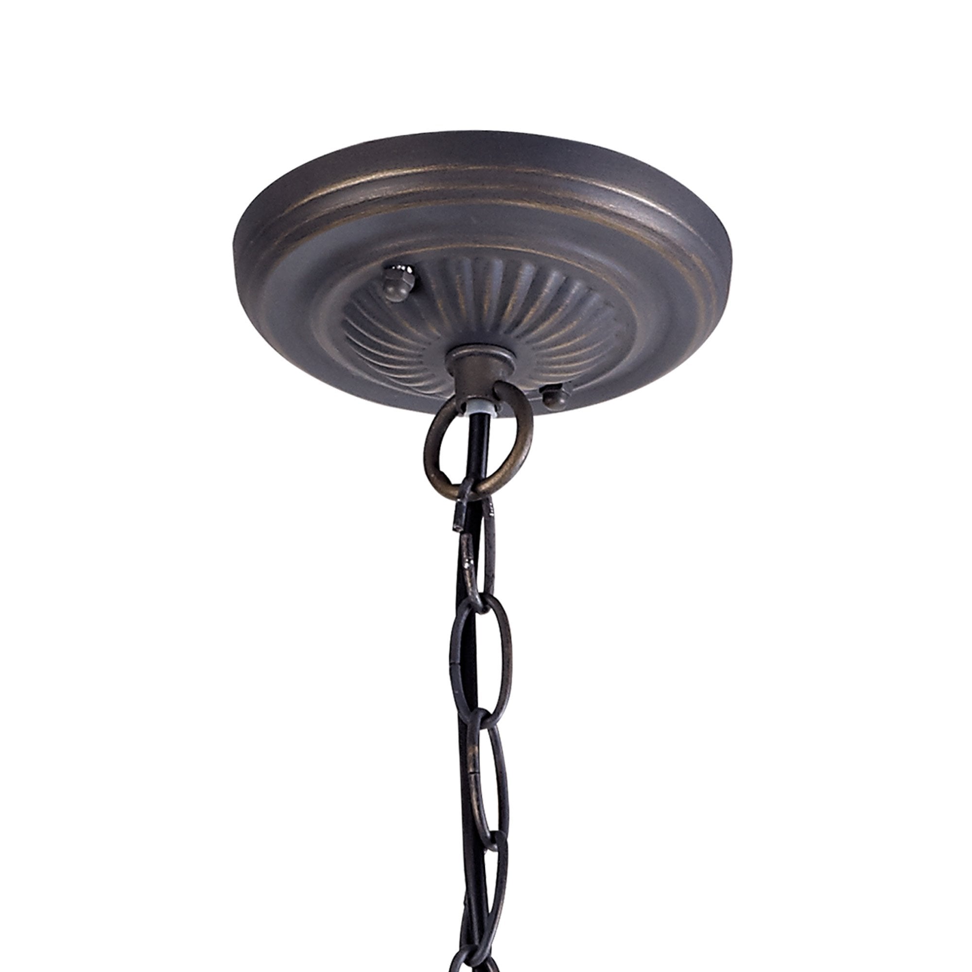 NLK00769 Heidi 1 Light Down Lighter Pendant With 40cm Tiffany Shade Blue/Orange/Crystal/Aged Antique Brass