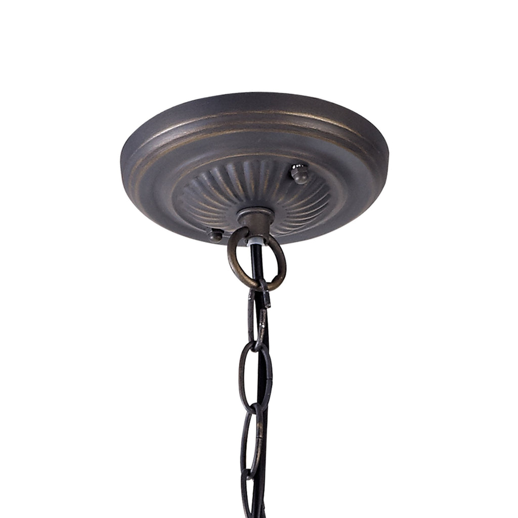 NLK00779 Heidi 2 Light Down Lighter Pendant With 40cm Tiffany Shade Blue/Orange/Crystal/Aged Antique Brass