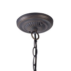 NLK00779 Heidi 2 Light Down Lighter Pendant With 40cm Tiffany Shade Blue/Orange/Crystal/Aged Antique Brass