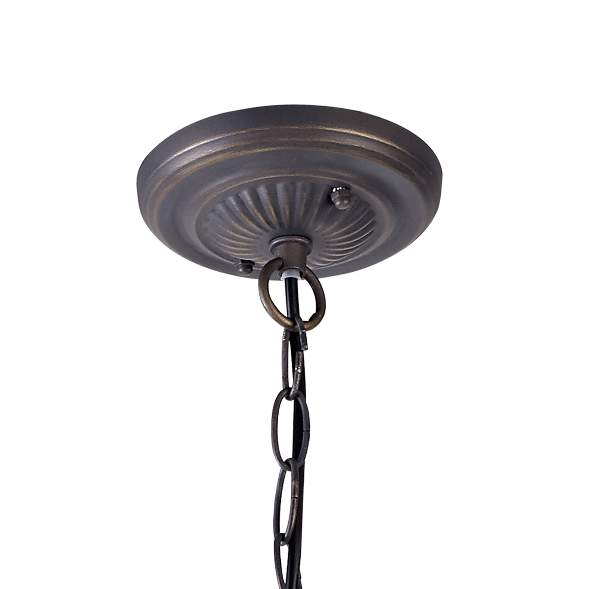 NLK00779 Heidi 2 Light Down Lighter Pendant With 40cm Tiffany Shade Blue/Orange/Crystal/Aged Antique Brass