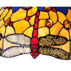 NLK00779 Heidi 2 Light Down Lighter Pendant With 40cm Tiffany Shade Blue/Orange/Crystal/Aged Antique Brass