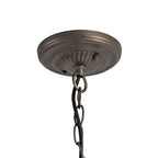 NLK00789 Heidi 3 Light Down Lighter Pendant With 40cm Tiffany Shade Blue/Orange/Crystal/Aged Antique Brass