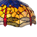 NLK00789 Heidi 3 Light Down Lighter Pendant With 40cm Tiffany Shade Blue/Orange/Crystal/Aged Antique Brass