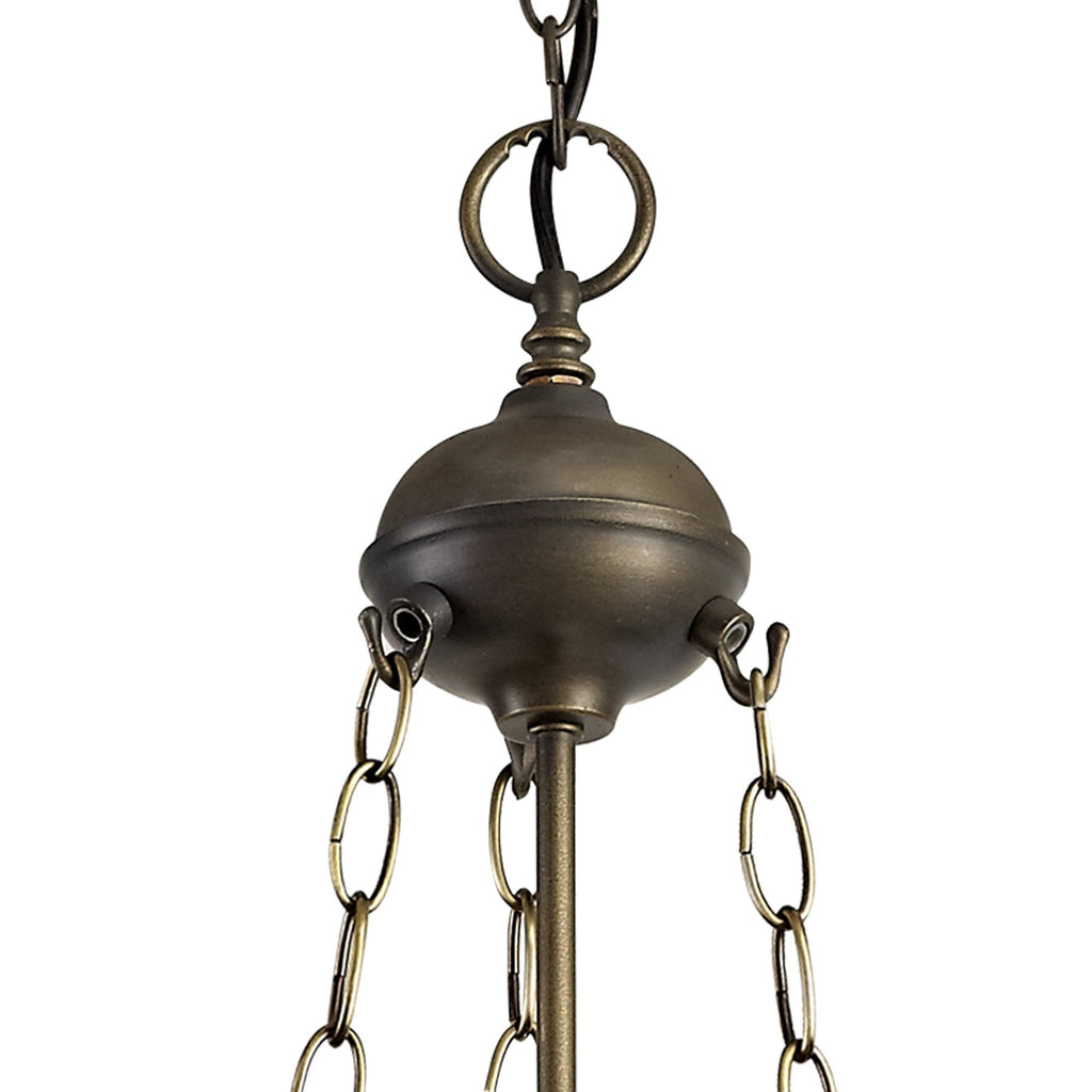 NLK00809 Heidi 3 Light Up Lighter Pendant With 40cm Tiffany Shade Blue/Orange/Crystal/Aged Antique Brass