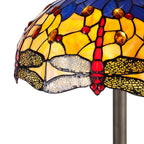 NLK00819 Heidi 2 Light Octagonal Floor Lamp With 40cm Tiffany Shade Blue/Orange/Crystal/Aged Antique Brass
