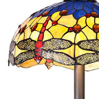 NLK00829 Heidi 2 Light Leaf Design Floor Lamp With 40cm Tiffany Shade Blue/Orange/Crystal/Aged Antique Brass