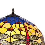 NLK00829 Heidi 2 Light Leaf Design Floor Lamp With 40cm Tiffany Shade Blue/Orange/Crystal/Aged Antique Brass