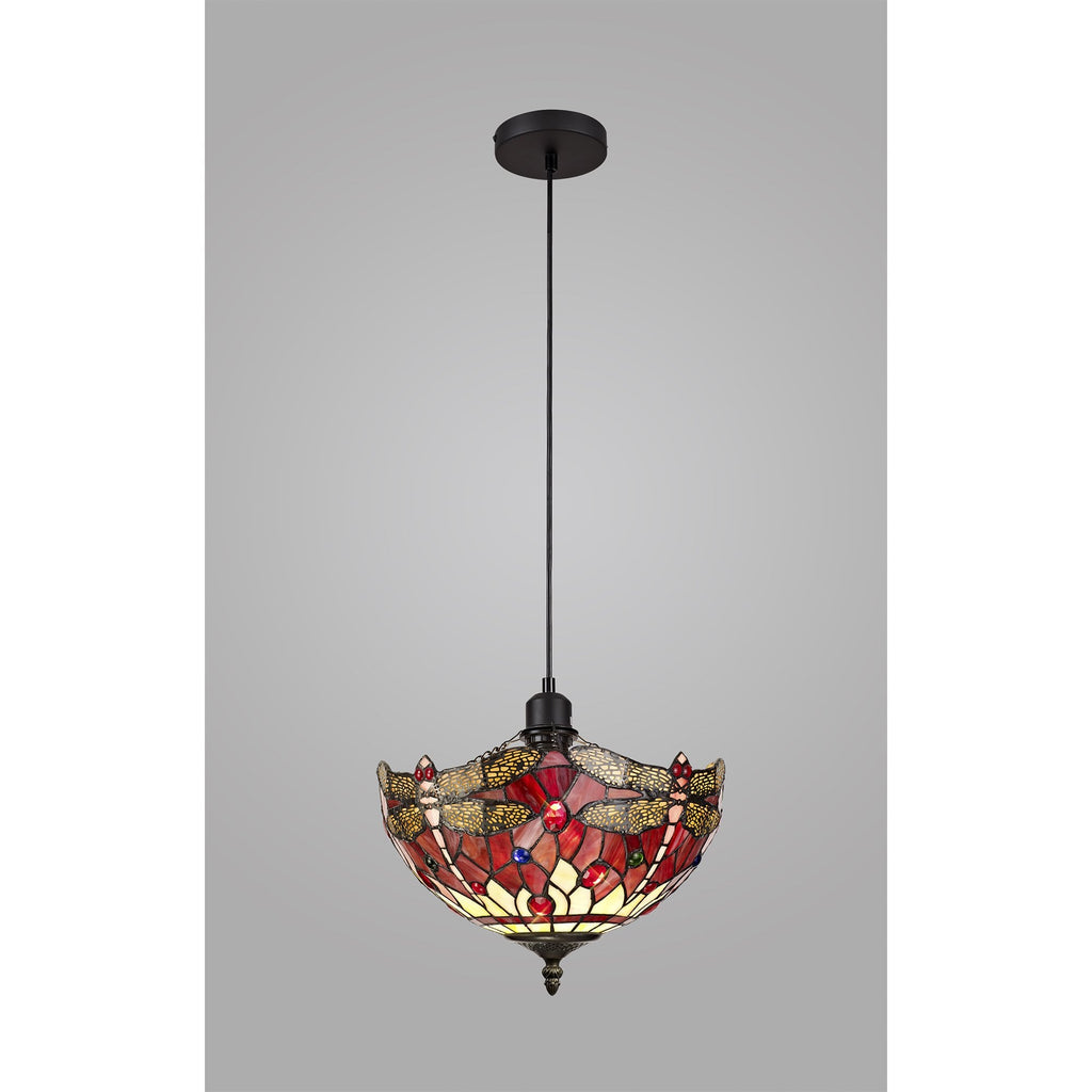 NLK00859 Heidi 1 Light Up Lighter Pendant With 30cm Tiffany Shade Purple/Pink/Crystal/Black