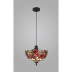 NLK00859 Heidi 1 Light Up Lighter Pendant With 30cm Tiffany Shade Purple/Pink/Crystal/Black