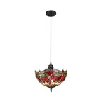 NLK00859 Heidi 1 Light Up Lighter Pendant With 30cm Tiffany Shade Purple/Pink/Crystal/Black