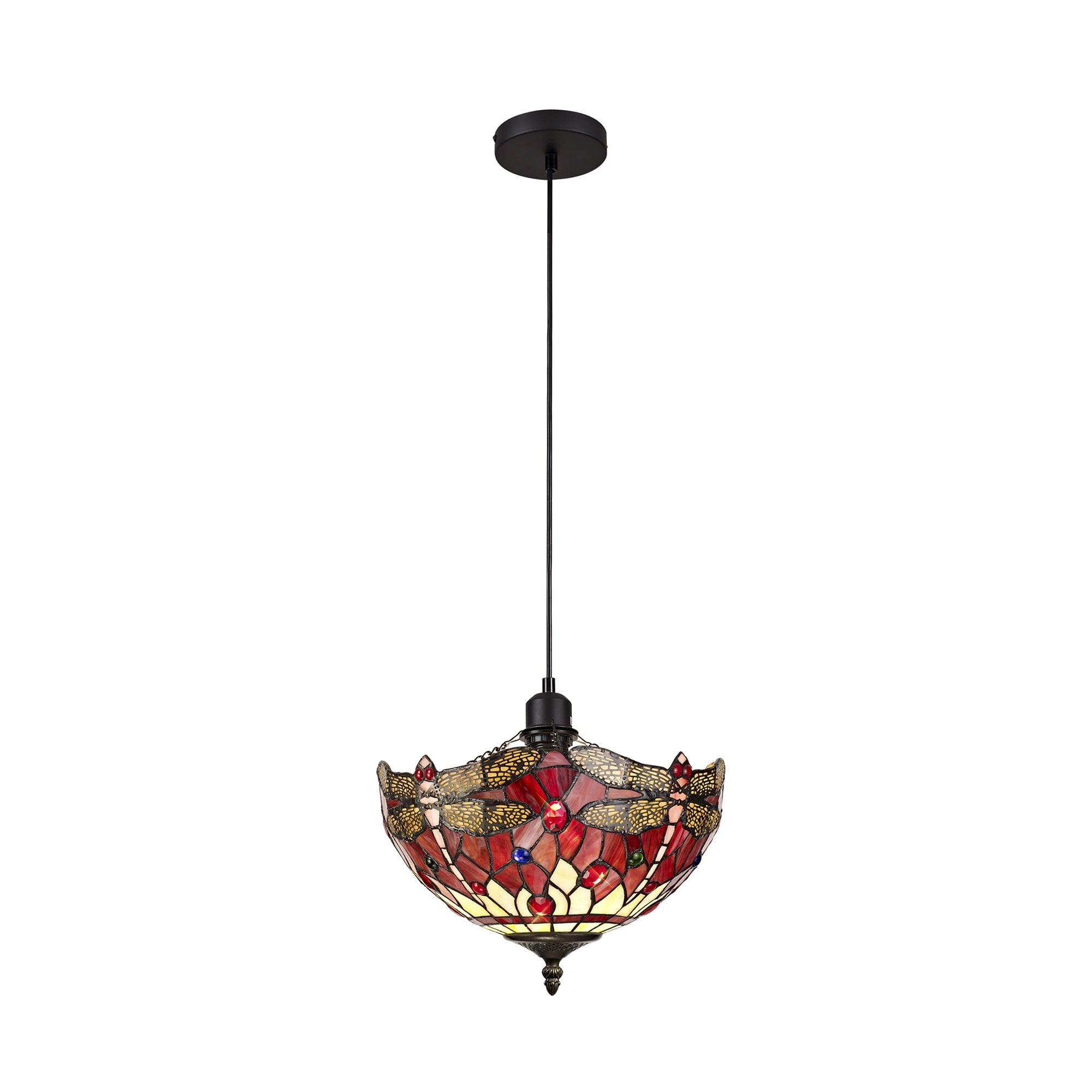 NLK00859 Heidi 1 Light Up Lighter Pendant With 30cm Tiffany Shade Purple/Pink/Crystal/Black