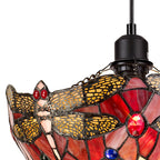 NLK00859 Heidi 1 Light Up Lighter Pendant With 30cm Tiffany Shade Purple/Pink/Crystal/Black