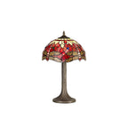 NLK00869 Heidi 1 Light Tree Like Table Lamp With 30cm Tiffany Shade Purple/Pink/Crystal/Aged Antique Brass