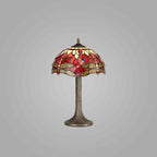 NLK00869 Heidi 1 Light Tree Like Table Lamp With 30cm Tiffany Shade Purple/Pink/Crystal/Aged Antique Brass