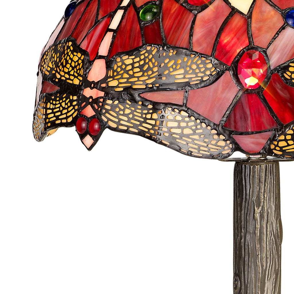 NLK00869 Heidi 1 Light Tree Like Table Lamp With 30cm Tiffany Shade Purple/Pink/Crystal/Aged Antique Brass
