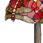 NLK00869 Heidi 1 Light Tree Like Table Lamp With 30cm Tiffany Shade Purple/Pink/Crystal/Aged Antique Brass