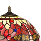 NLK00869 Heidi 1 Light Tree Like Table Lamp With 30cm Tiffany Shade Purple/Pink/Crystal/Aged Antique Brass