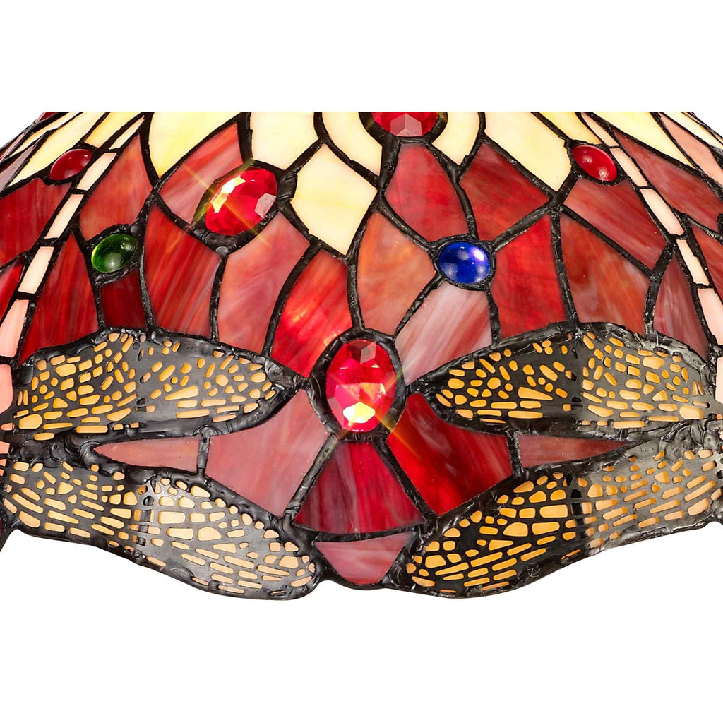 NLK00869 Heidi 1 Light Tree Like Table Lamp With 30cm Tiffany Shade Purple/Pink/Crystal/Aged Antique Brass