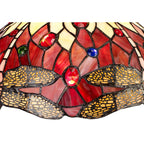 NLK00869 Heidi 1 Light Tree Like Table Lamp With 30cm Tiffany Shade Purple/Pink/Crystal/Aged Antique Brass