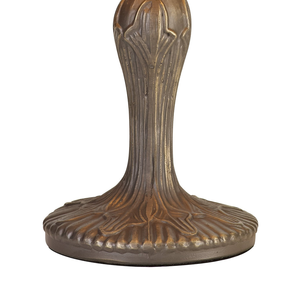 NLK00879 Heidi 1 Light Curved Table Lamp With 30cm Tiffany Shade Purple/Pink/Crystal/Aged Antique Brass