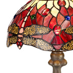 NLK00879 Heidi 1 Light Curved Table Lamp With 30cm Tiffany Shade Purple/Pink/Crystal/Aged Antique Brass