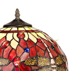 NLK00879 Heidi 1 Light Curved Table Lamp With 30cm Tiffany Shade Purple/Pink/Crystal/Aged Antique Brass