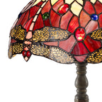 NLK00889 Heidi 1 Light Octagonal Table Lamp With 30cm Tiffany Shade Purple/Pink/Crystal/Aged Antique Brass