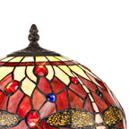 NLK00889 Heidi 1 Light Octagonal Table Lamp With 30cm Tiffany Shade Purple/Pink/Crystal/Aged Antique Brass