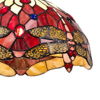 NLK00899 Heidi 1 Light Down Lighter Pendant With 30cm Tiffany Shade Purple/Pink/Crystal/Aged Antique Brass