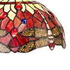 NLK00909 Heidi 2 Light Down Lighter Pendant With 30cm Tiffany Shade Purple/Pink/Crystal/Aged Antique Brass