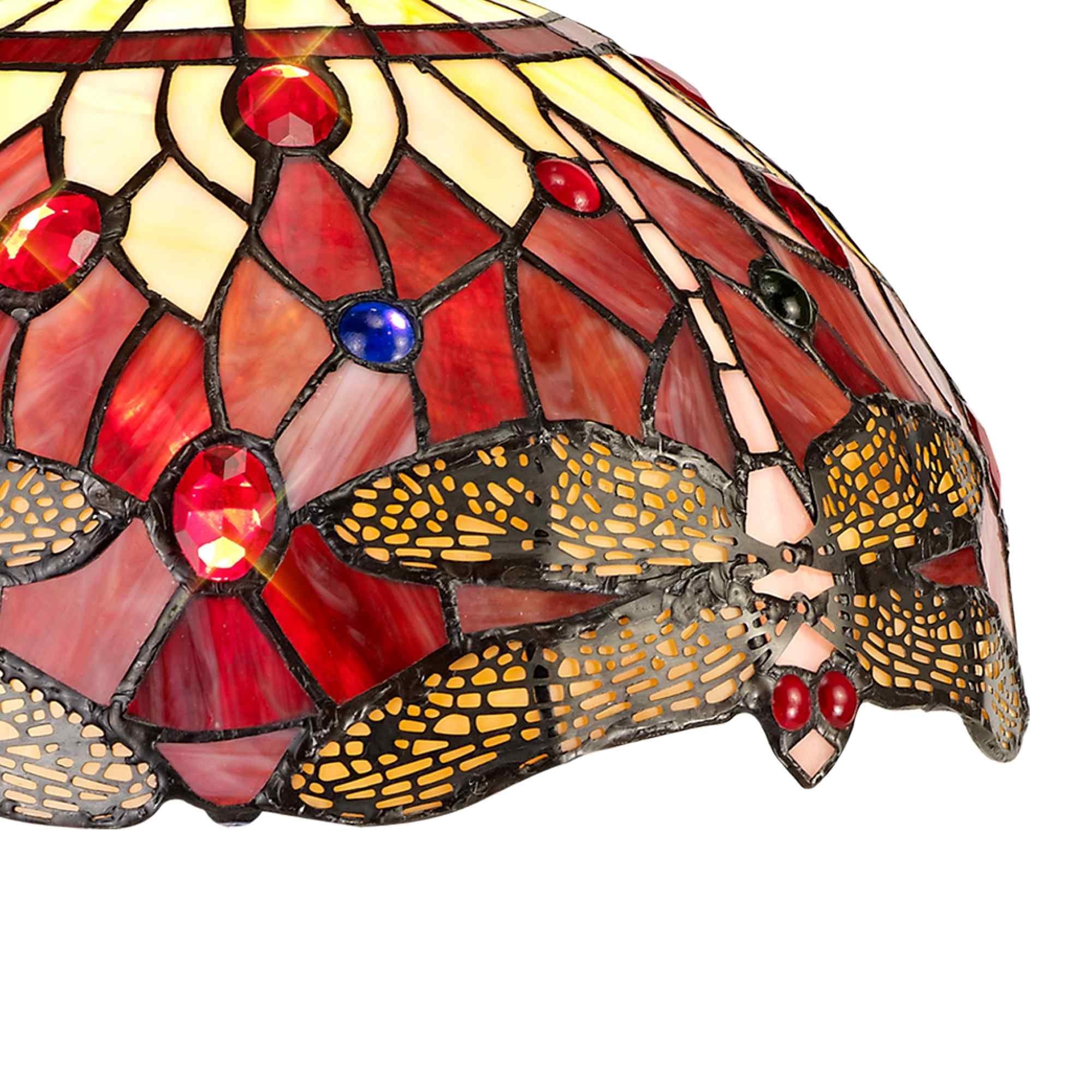 NLK00909 Heidi 2 Light Down Lighter Pendant With 30cm Tiffany Shade Purple/Pink/Crystal/Aged Antique Brass