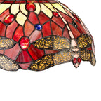 NLK00919 Heidi 3 Light Down Lighter Pendant With 30cm Tiffany Shade Purple/Pink/Crystal/Aged Antique Brass